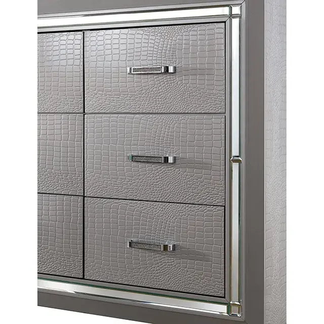 Contemporary Silver Queen Bedroom Set — Bed Frame, view 4