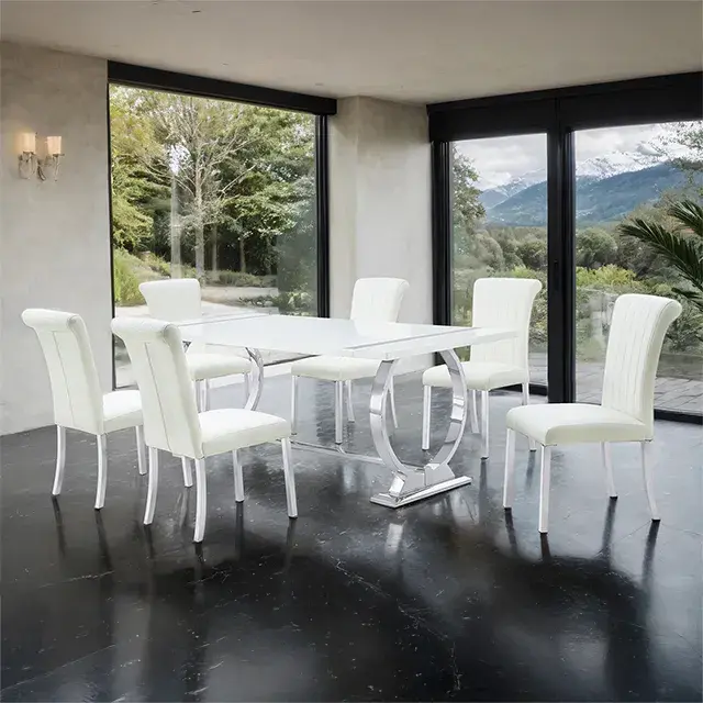 Contemporary Silver/Black Dining Set — Dining Table, main view