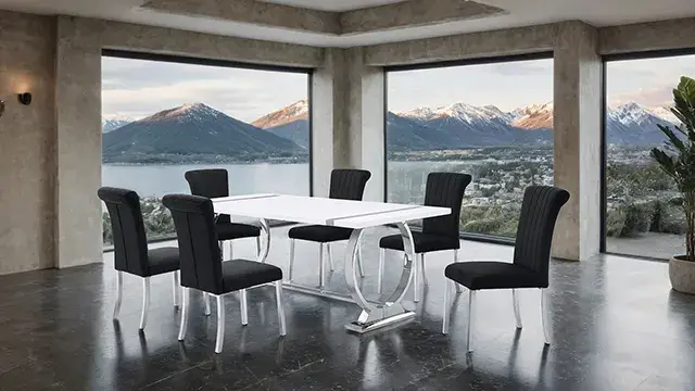 Contemporary Silver/Black Dining Set — Dining Table, view 3