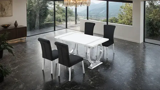 Contemporary Silver/Black Dining Set (Holstebro) — Dining Table, view 3