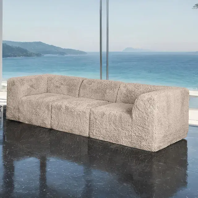 Contemporary Taupe Loveseat — Sofa, view 5