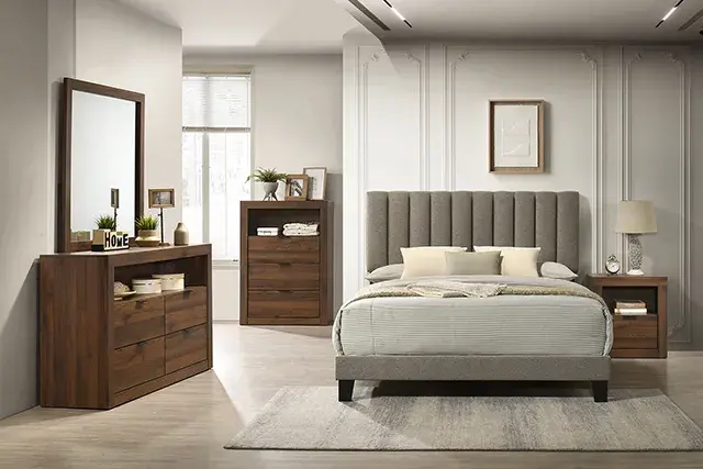 Contemporary Walnut Nightstand — Nightstand, view 3