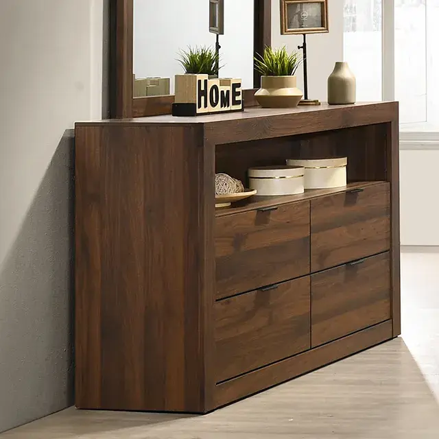 Contemporary Walnut Nightstand — Nightstand, view 4
