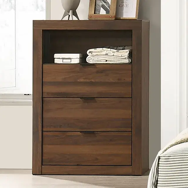 Contemporary Walnut Nightstand — Nightstand, view 2