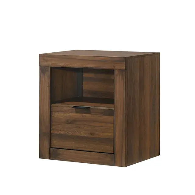 Contemporary Walnut Nightstand — Nightstand, view 6