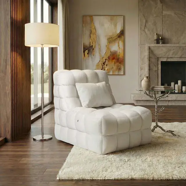 Contemporary White Accent Chair — Lounge Chair, view 2