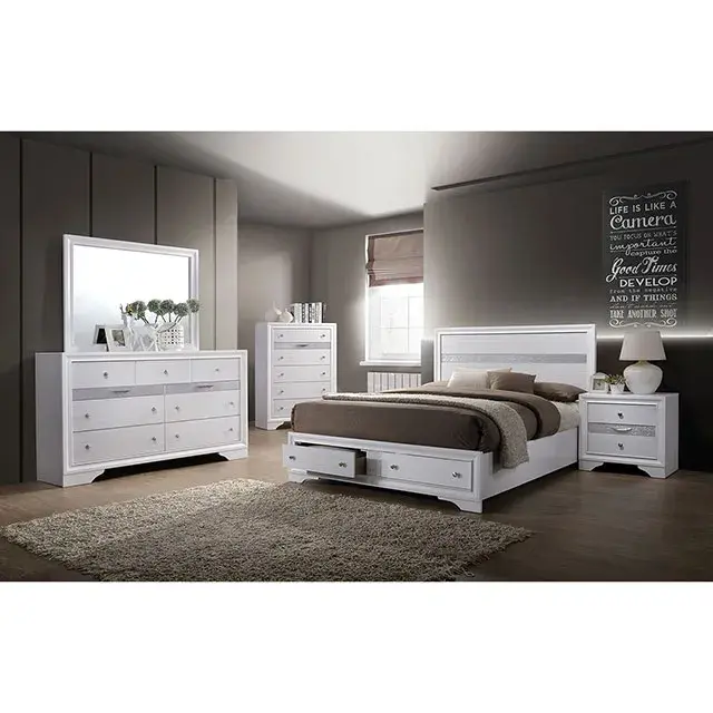 Contemporary White Nightstand — Nightstand, view 2