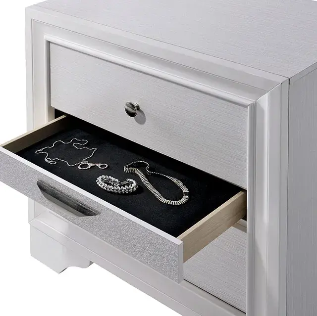Contemporary White Nightstand — Nightstand, view 3