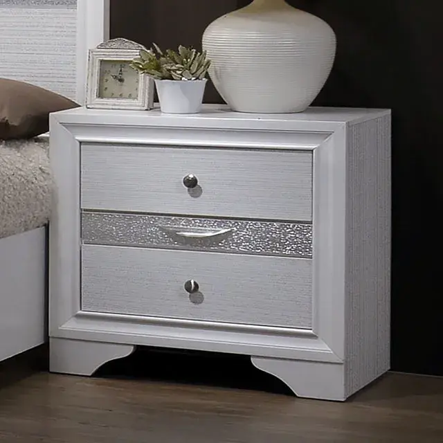 Contemporary White Nightstand — Nightstand, view 4