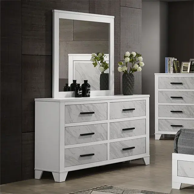 Contemporary White Nightstand (Darlene) — Nightstand, view 4