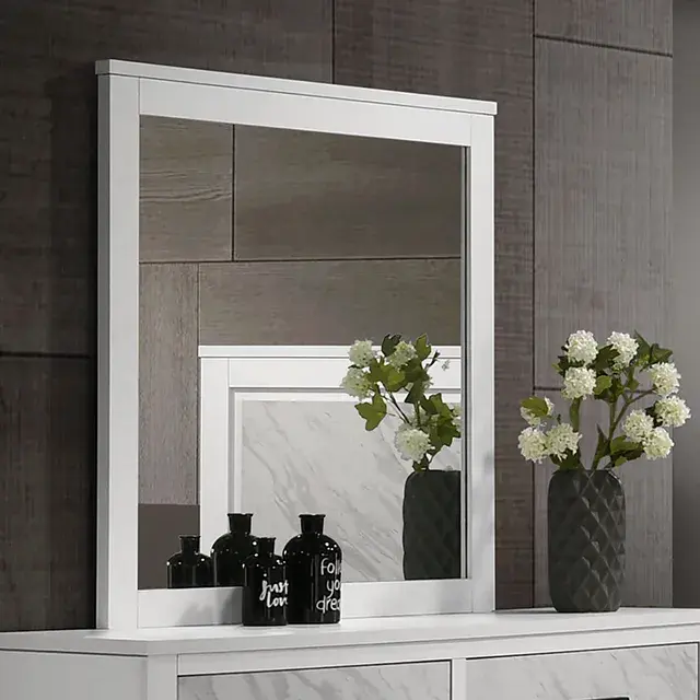 Contemporary White Nightstand (Darlene) — Nightstand, view 5