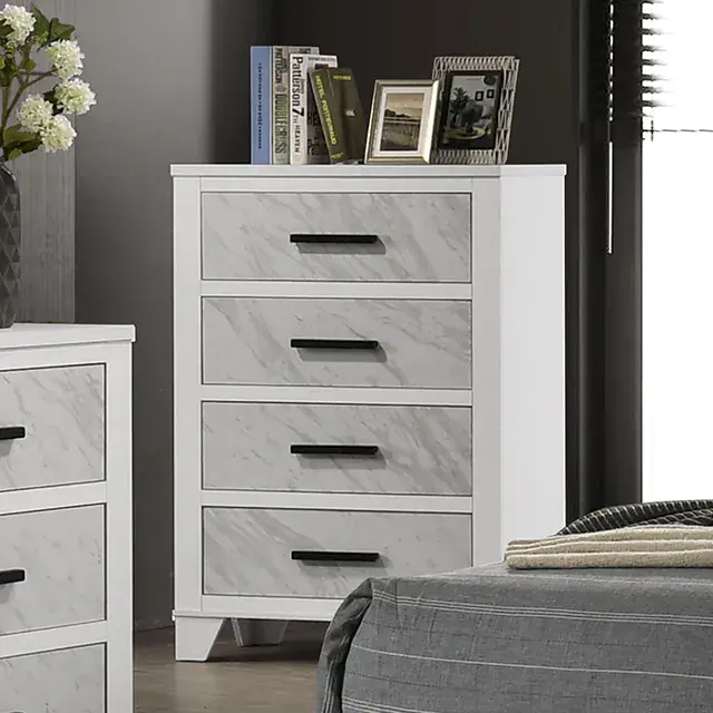 Contemporary White Nightstand (Darlene) — Nightstand, view 6