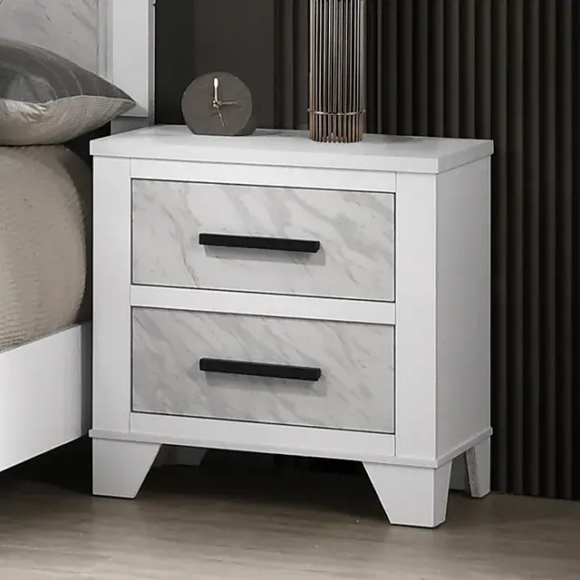 Contemporary White Nightstand (Darlene) — Nightstand, view 2