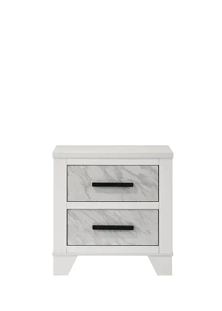 Contemporary White Nightstand (Darlene) — Nightstand, view 7