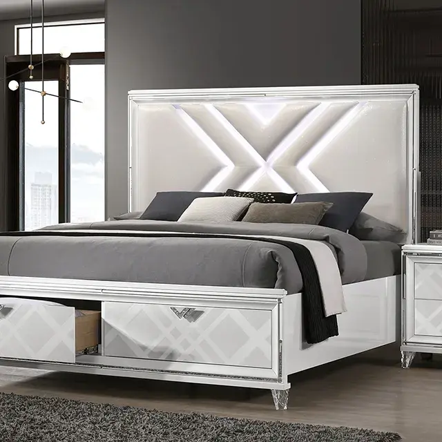 Contemporary White Nightstand (Emmeline) — Nightstand, view 2