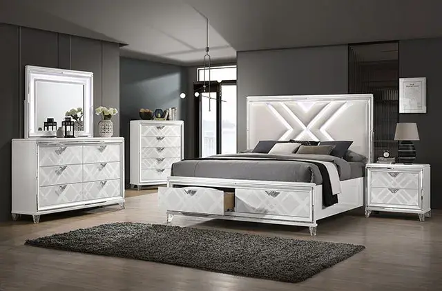 Contemporary White Nightstand (Emmeline) — Nightstand, view 6