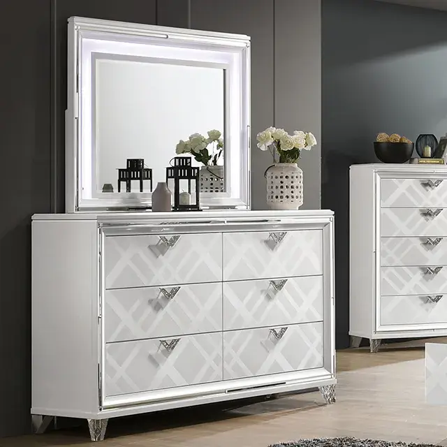 Contemporary White Nightstand (Emmeline) — Nightstand, view 7
