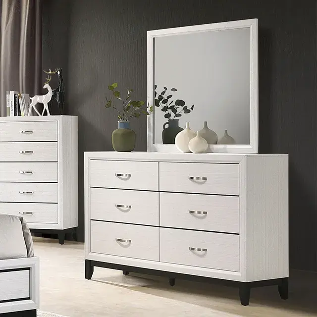 Contemporary White Nightstand (Errico) — Nightstand, view 4