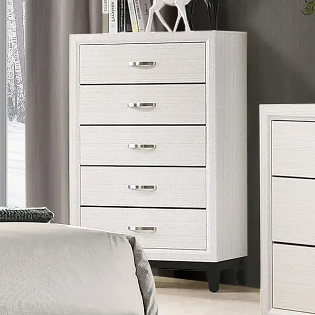 Contemporary White Nightstand (Errico) — Nightstand, view 2