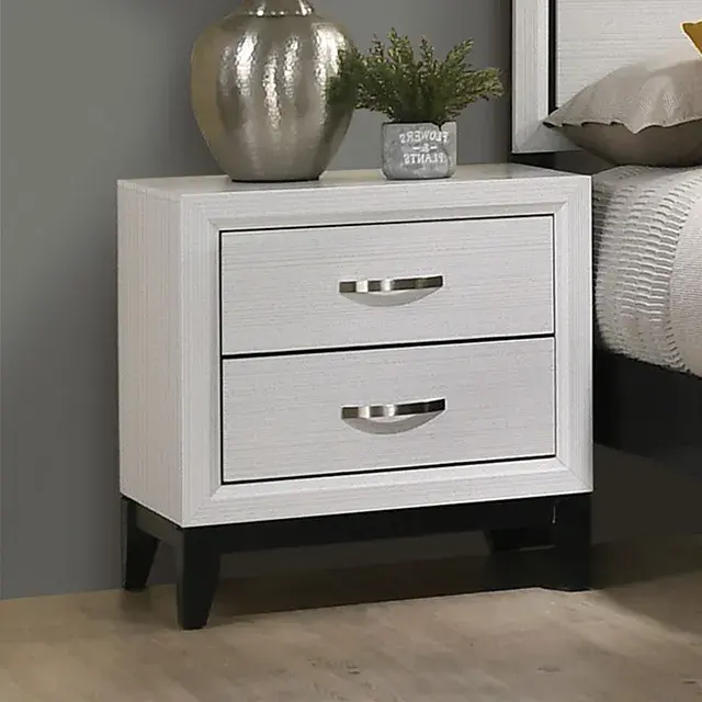 Contemporary White Nightstand (Errico) — Nightstand, view 6