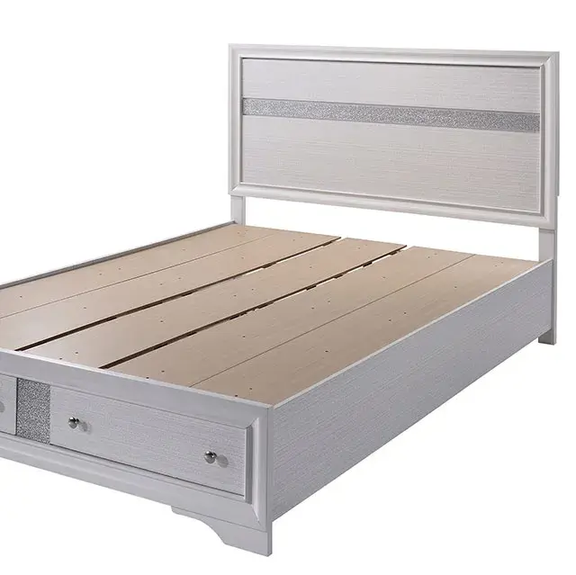 Contemporary White Queen Bedroom Set — Bed Frame, view 3