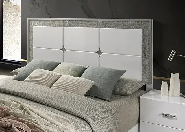 Contemporary White Queen Bedroom Set (Stoholm) — Bed Frame, view 2