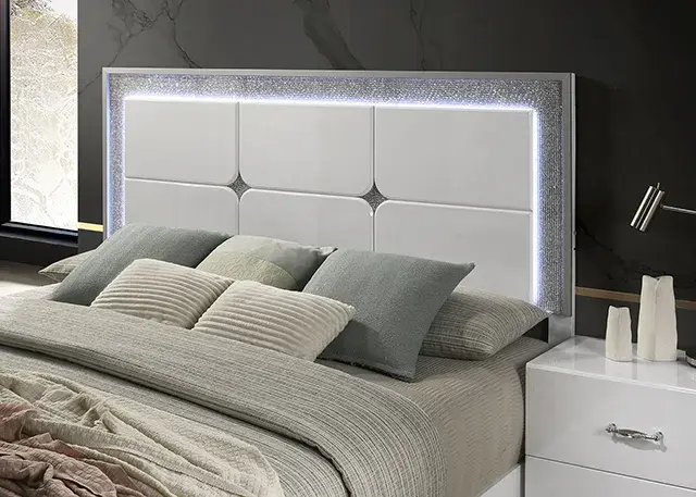 Contemporary White Queen Bedroom Set (Stoholm) — Bed Frame, view 3
