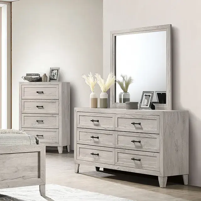 Contemporary White Wash Nightstand — Nightstand, view 4