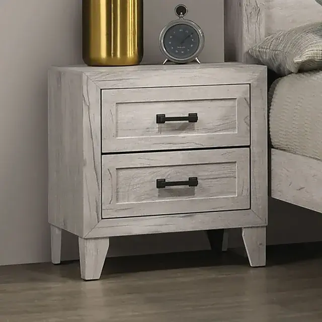 Contemporary White Wash Nightstand — Nightstand, view 6