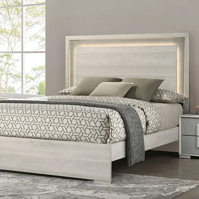 Contemporary White Wash/Stone Gray Nightstand — Nightstand, main view