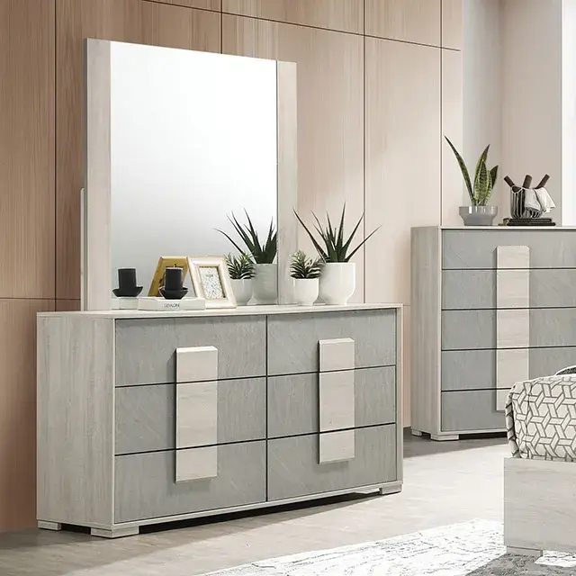 Contemporary White Wash/Stone Gray Nightstand — Nightstand, view 3
