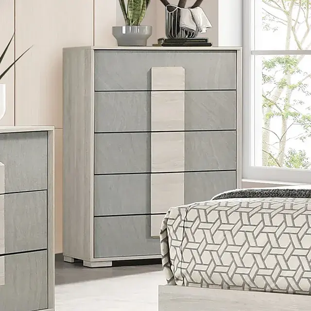 Contemporary White Wash/Stone Gray Nightstand — Nightstand, view 5
