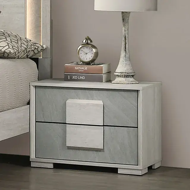 Contemporary White Wash/Stone Gray Nightstand — Nightstand, view 6
