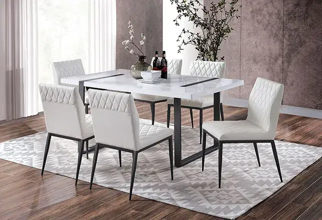 Contemporary White/Black Dining Set — Dining Table, view 4