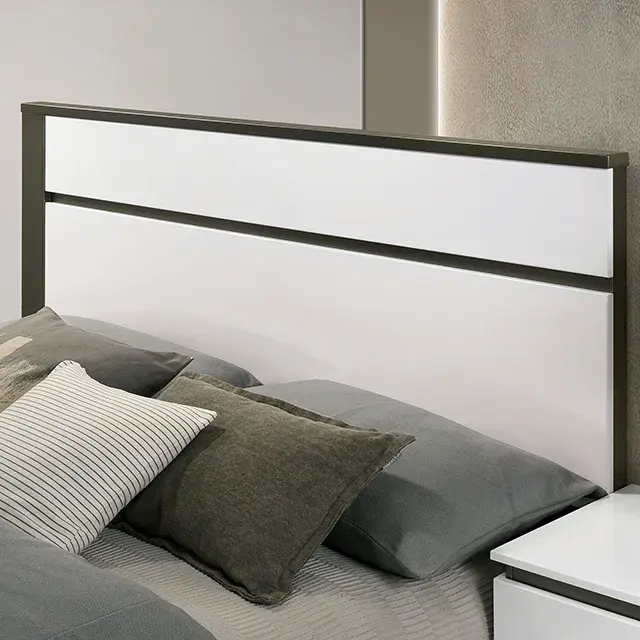 Contemporary White/Metallic Gray Queen Bedroom Set — Bed Frame, view 2