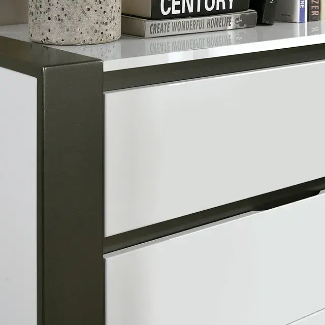 Contemporary White/Metallic Gray Queen Bedroom Set — Bed Frame, view 4
