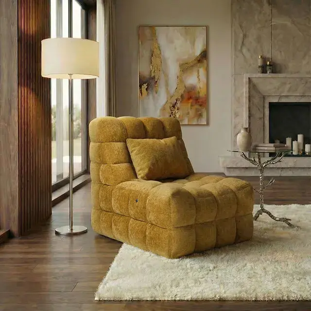 Contemporary Yellow Accent Chair — Lounge Chair, view 3