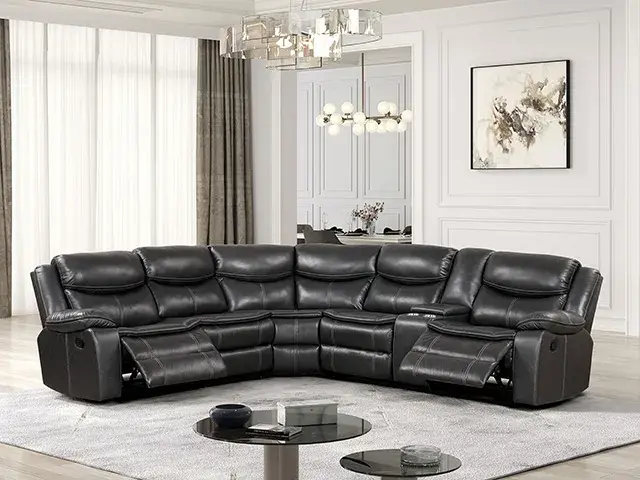 Double Stitching Plush Cushions Sectional Sofa — Sofa, main view