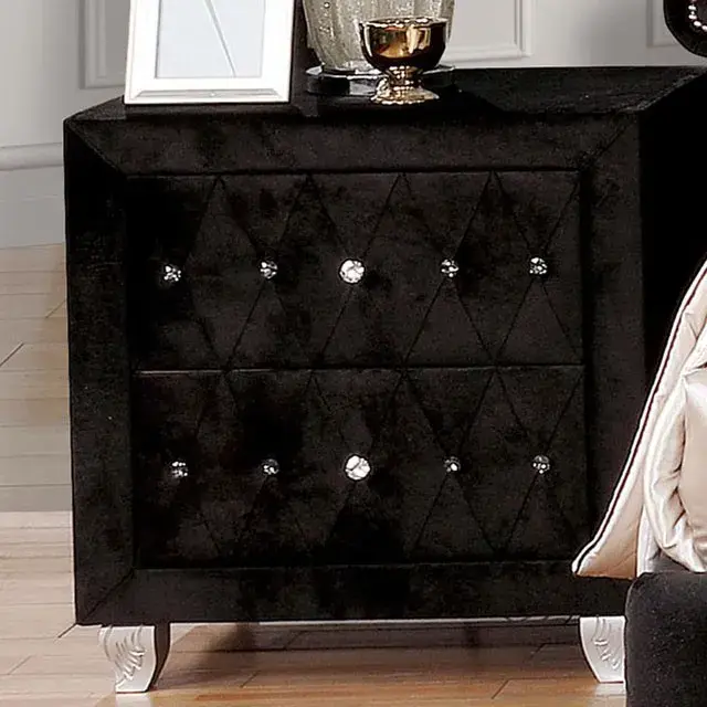 Glam Black Nightstand — Nightstand, view 6