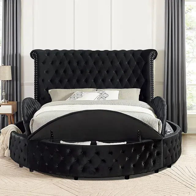 Glam Black Queen Bedroom Set — Bed Frame, view 2