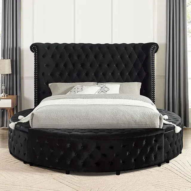 Glam Black Queen Bedroom Set — Bed Frame, view 3