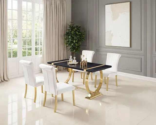 Glam Gold/Black Dining Set — Dining Table, main view