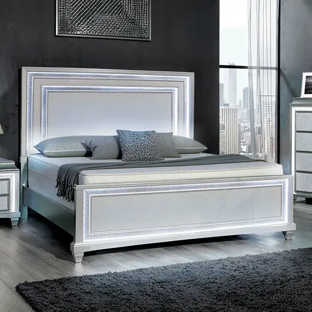 Glam Gray Bedroom Set — Bed Frame, main view