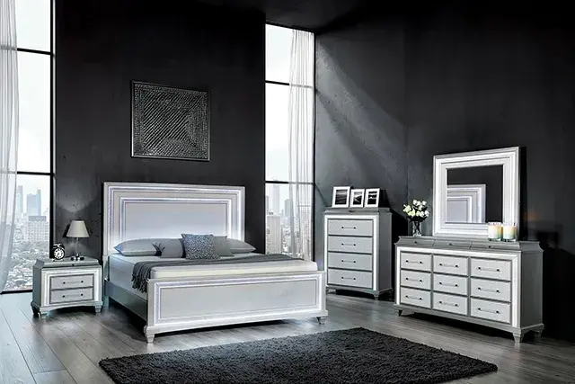 Glam Gray Bedroom Set — Bed Frame, view 2