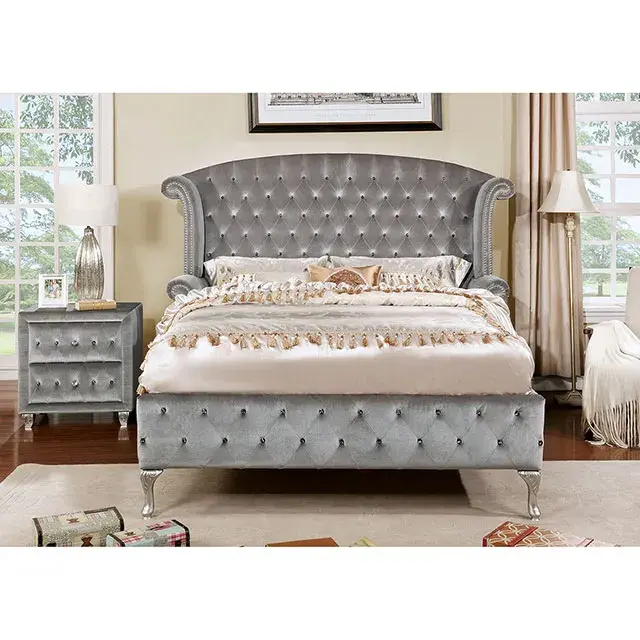 Glam Gray Nightstand — Nightstand, view 3
