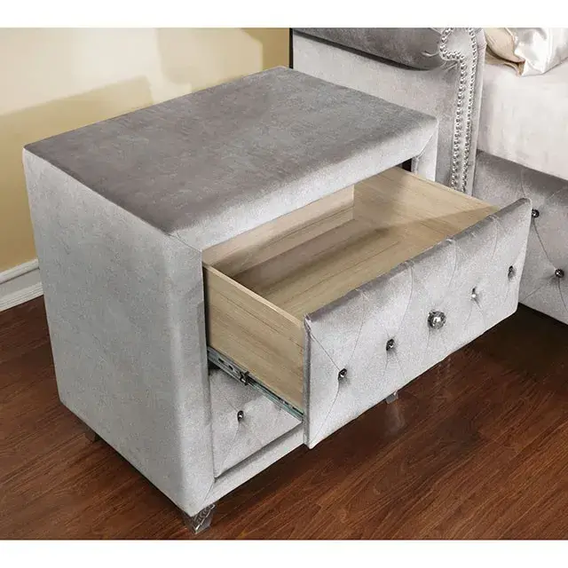 Glam Gray Nightstand — Nightstand, view 6
