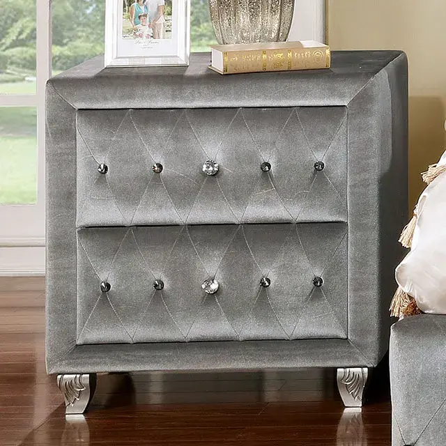 Glam Gray Nightstand — Nightstand, view 2