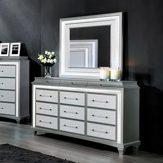Glam Gray Nightstand (Galea) — Nightstand, view 3