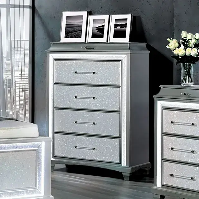 Glam Gray Nightstand (Galea) — Nightstand, view 5