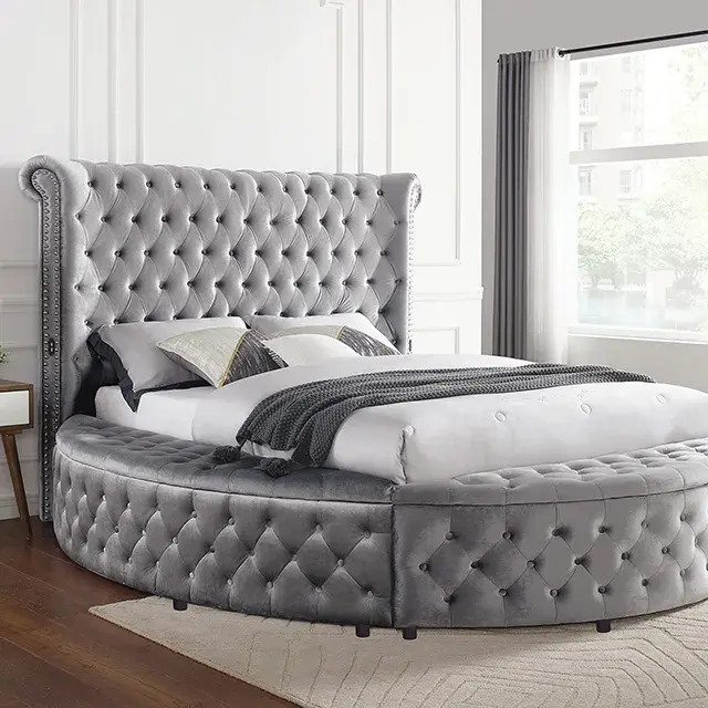 Glam Gray Queen Bedroom Set — Bed Frame, view 4